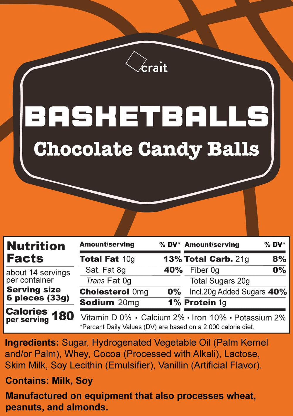 Crait basketball chocolates wrapped with basketball print, ideal for gifting