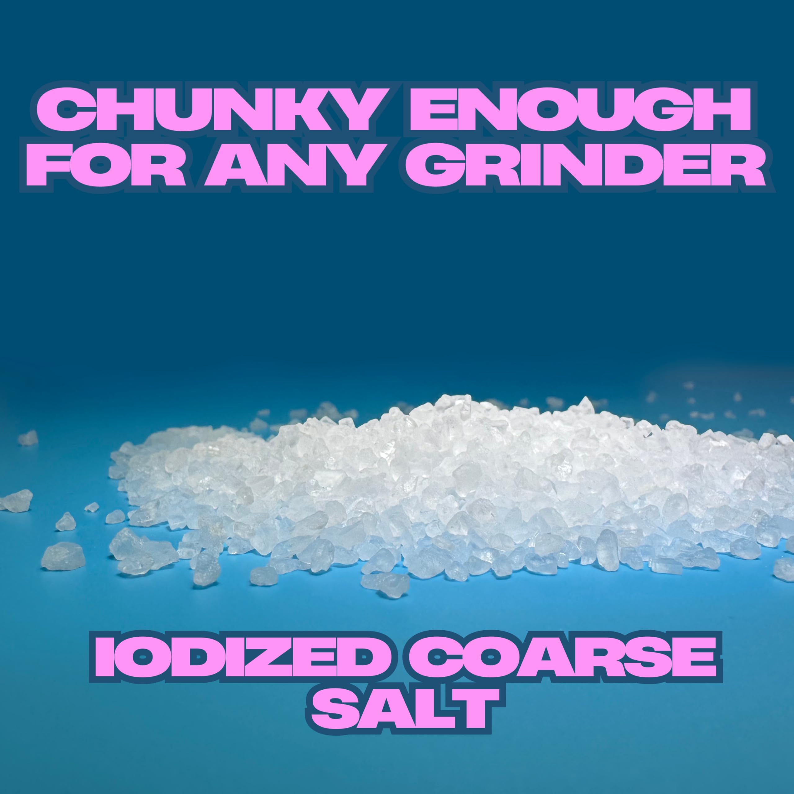 Crait coarse iodized salt crystal close-up highlights chunky texture.