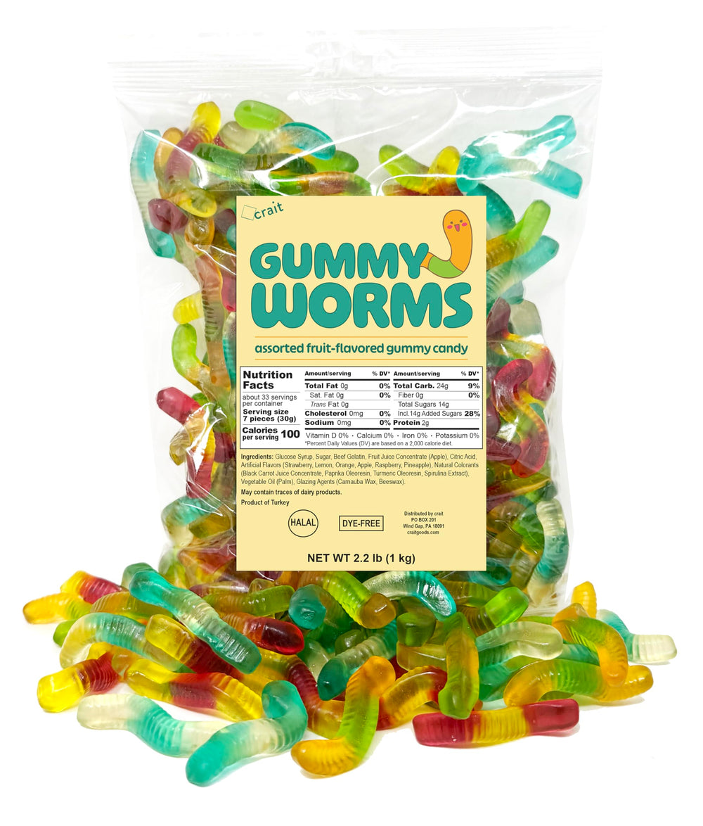 Crait Gummy Worms bulk bag, ideal for parties and treat jars