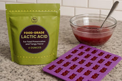 Crait lactic acid powder used in vegan cheese creation for tangy results.