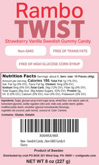 Close-up of chewy licorice texture and strawberry-vanilla flavor