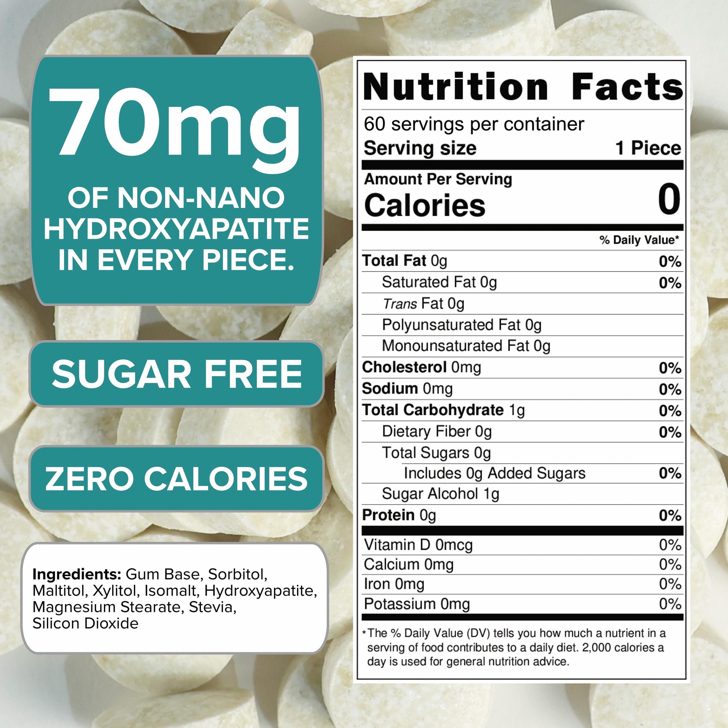 Crait Remineralizing Gum pack showing non-nano hydroxyapatite and xylitol for breath freshness