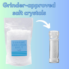 Crait salt grinder refill bag reseals to keep salt fresh and dry.