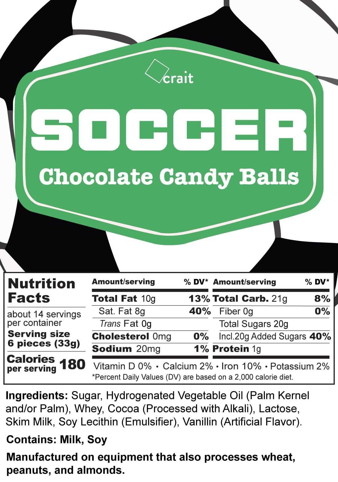 Crait Soccer Chocolates individually wrapped for easy sharing