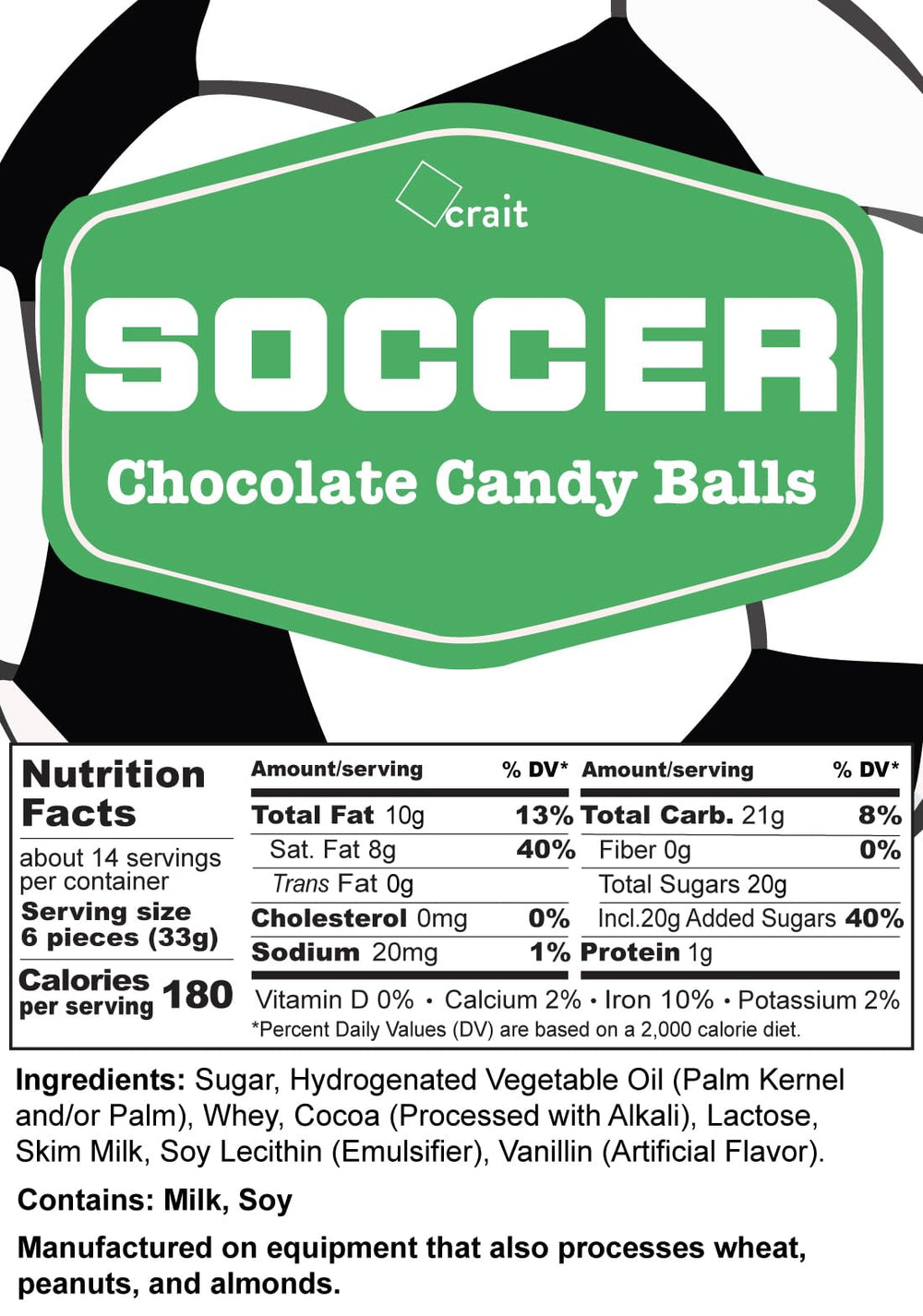 Crait Soccer Chocolates individually wrapped for easy sharing