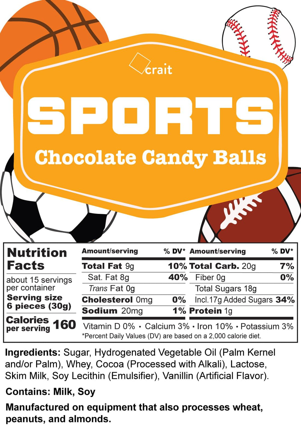 Crait individually wrapped sports chocolates for easy sharing at events.