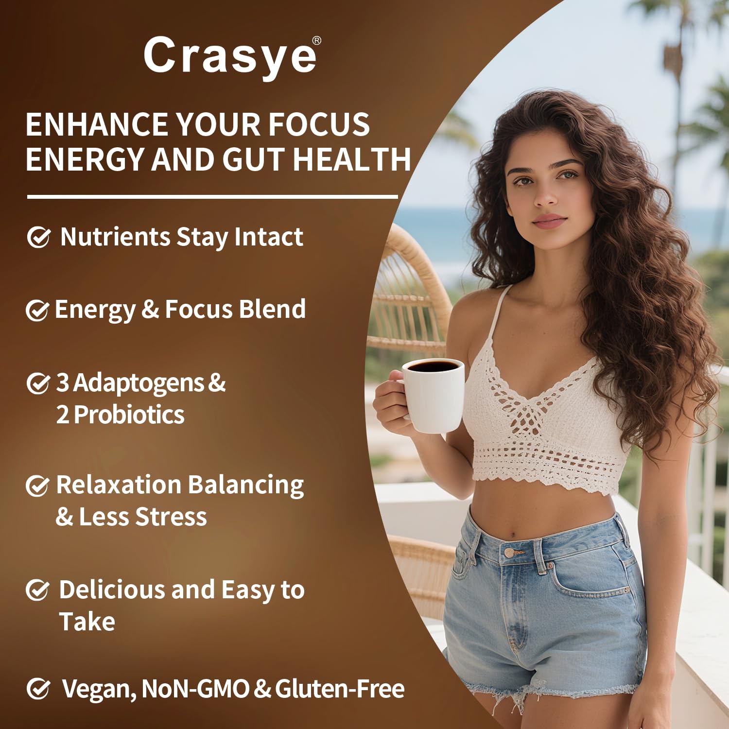 Crasye smooth medium-roast Arabica coffee image delivering coconut aroma and softened earthy notes