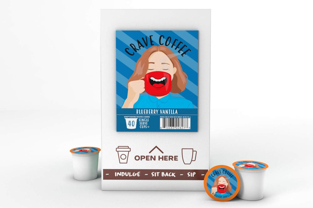 Crave Beverages blueberry vanilla packaging and branding for convenient flavor choice