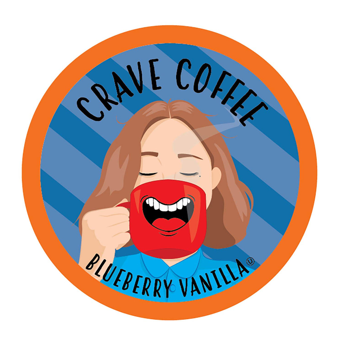 Crave Beverages blueberry vanilla pods beside a steaming mug for a quick morning pick-me-up.