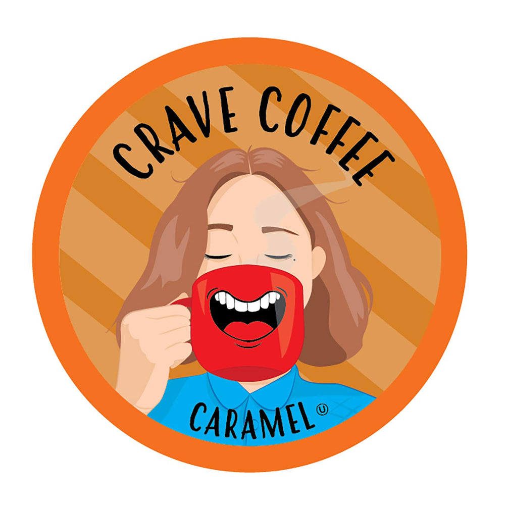 Crave Beverages caramel-flavored coffee pod – rich aroma and smooth finish.
