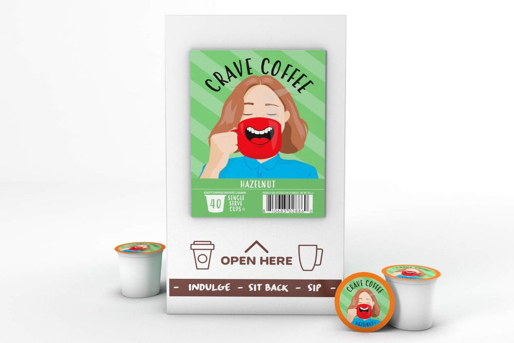 Crave Beverages hazelnut pod aroma suggests a comforting morning ritual.