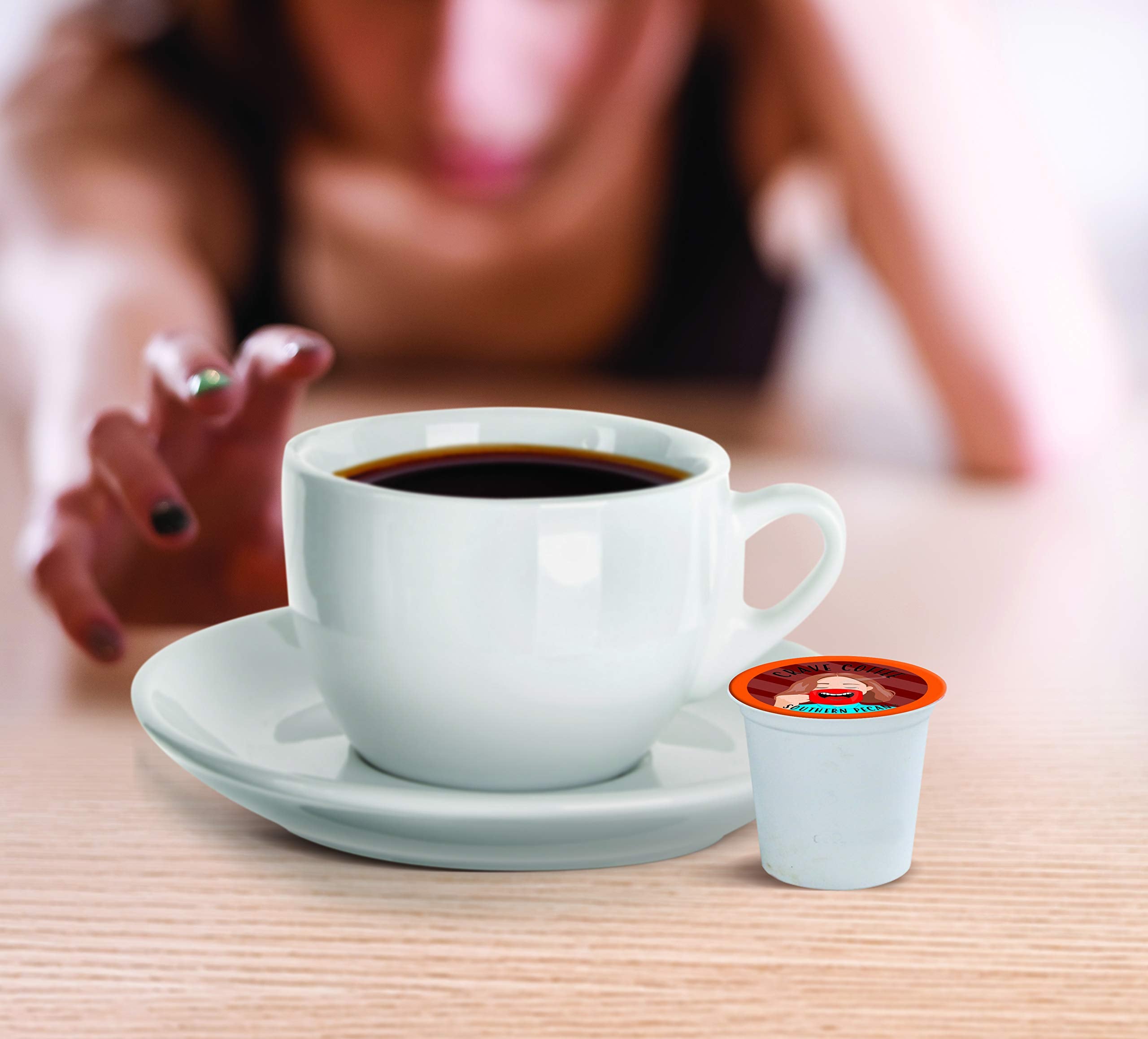 Crave Beverages Southern Pecan cup with steam and maple notes.