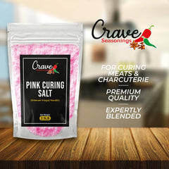 Crave Pink Curing Salt #1 bag pour shows easy portioning for recipes.