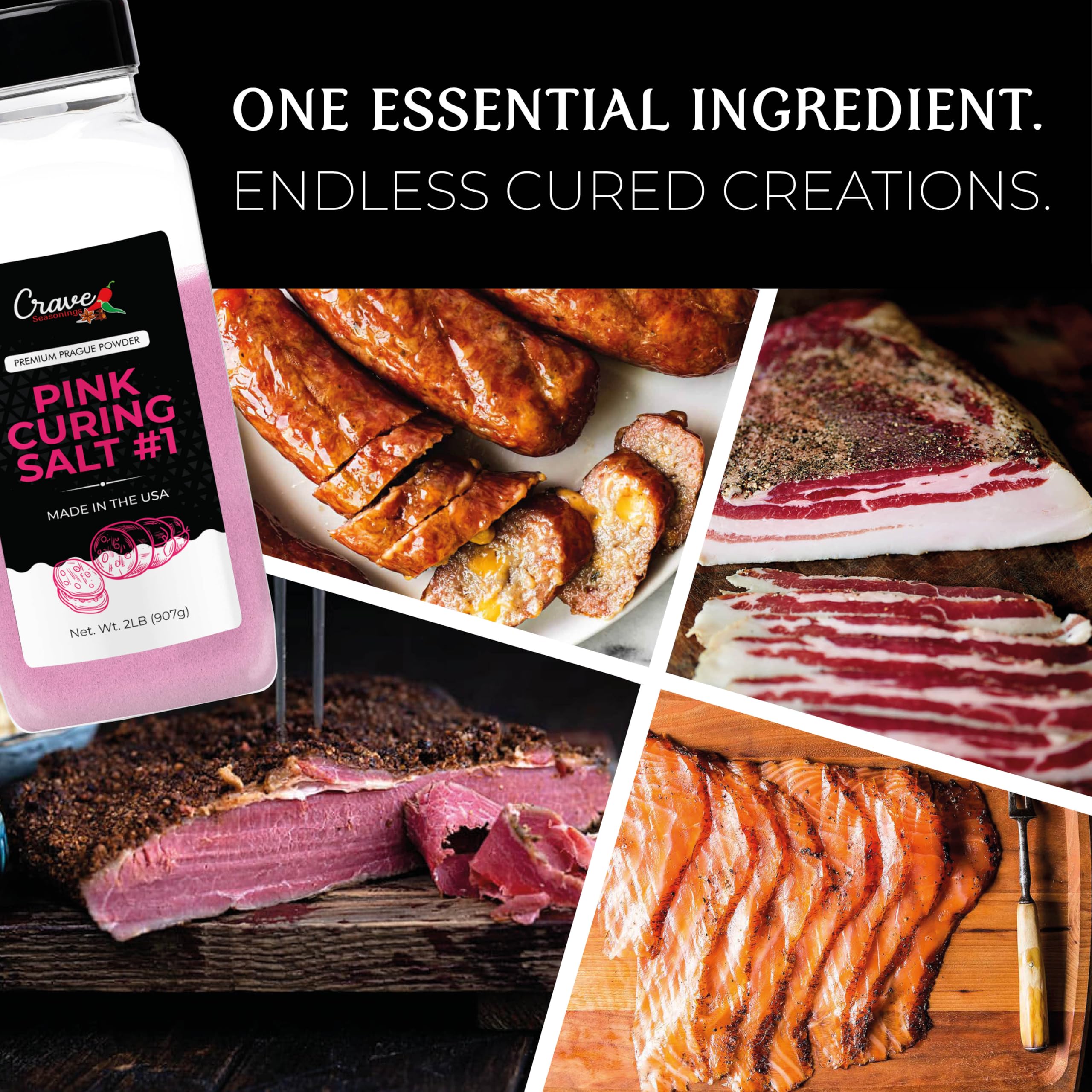 Crave Pink Curing Salt #1 in use with sausages curing
