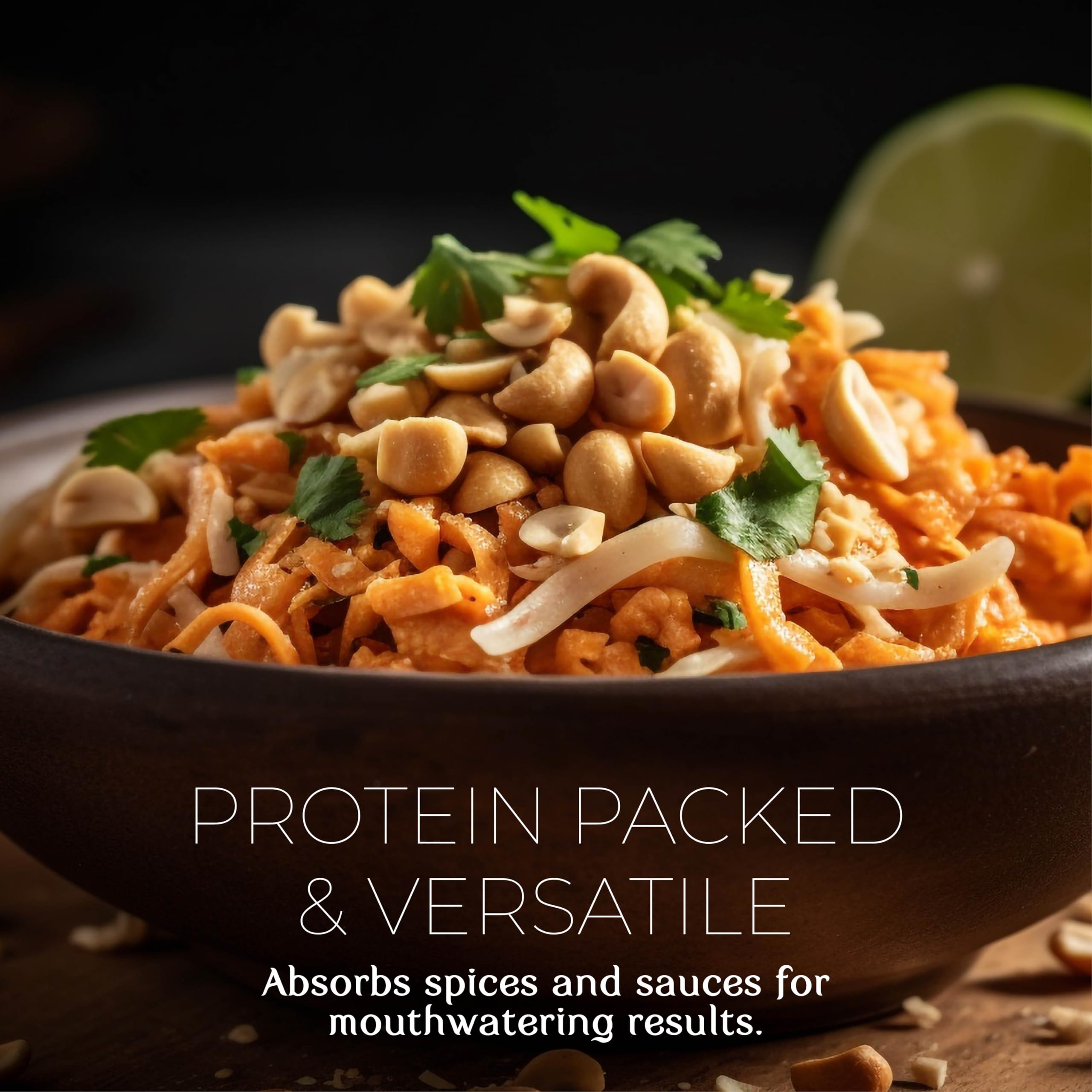 Crave Textured Vegetable Protein nutrition label highlights high fiber and protein content