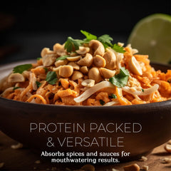 Crave Textured Vegetable Protein nutrition label highlights high fiber and protein content