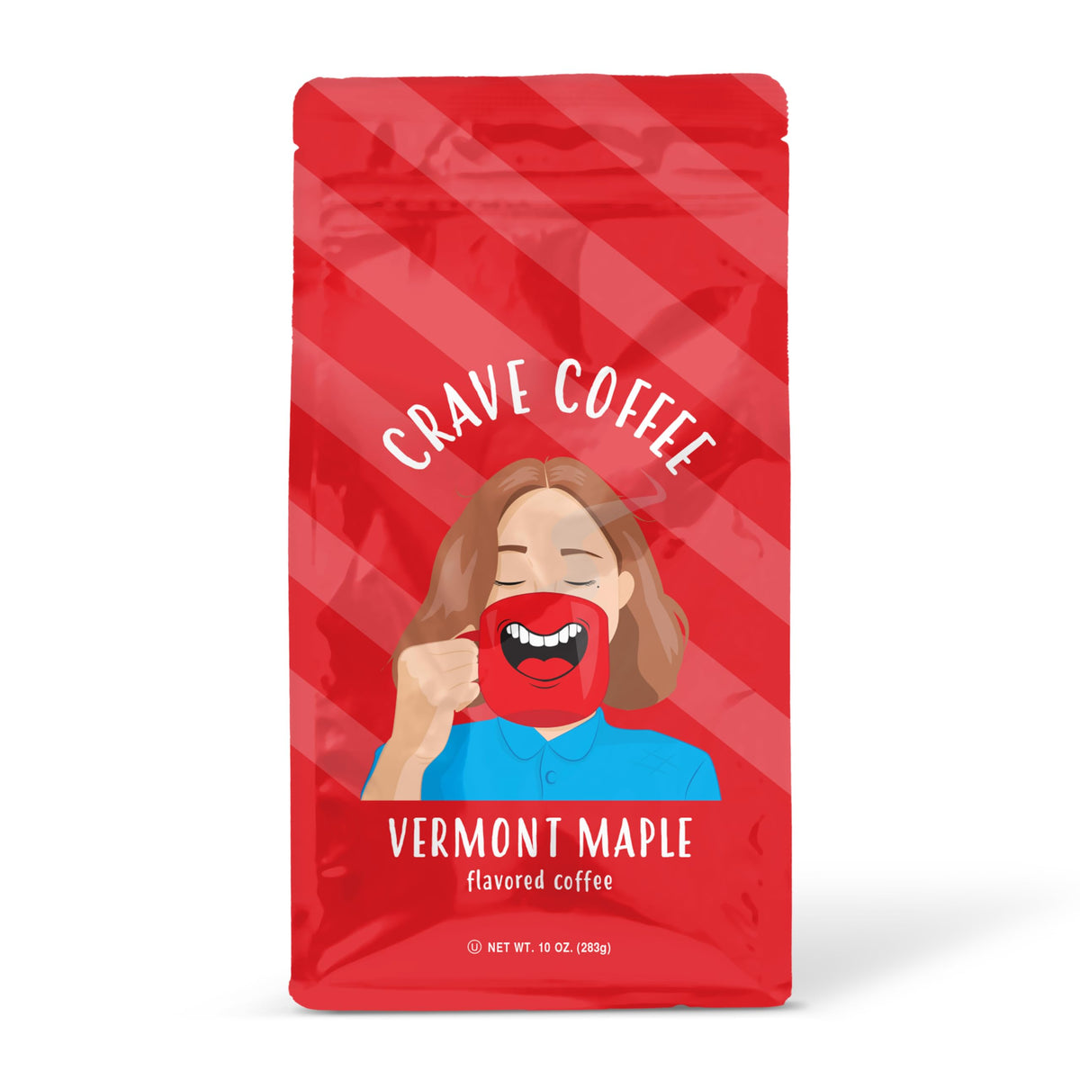 Crave Beverages Vermont Maple flavored ground coffee bag for a sugar-free, aromatic morning brew