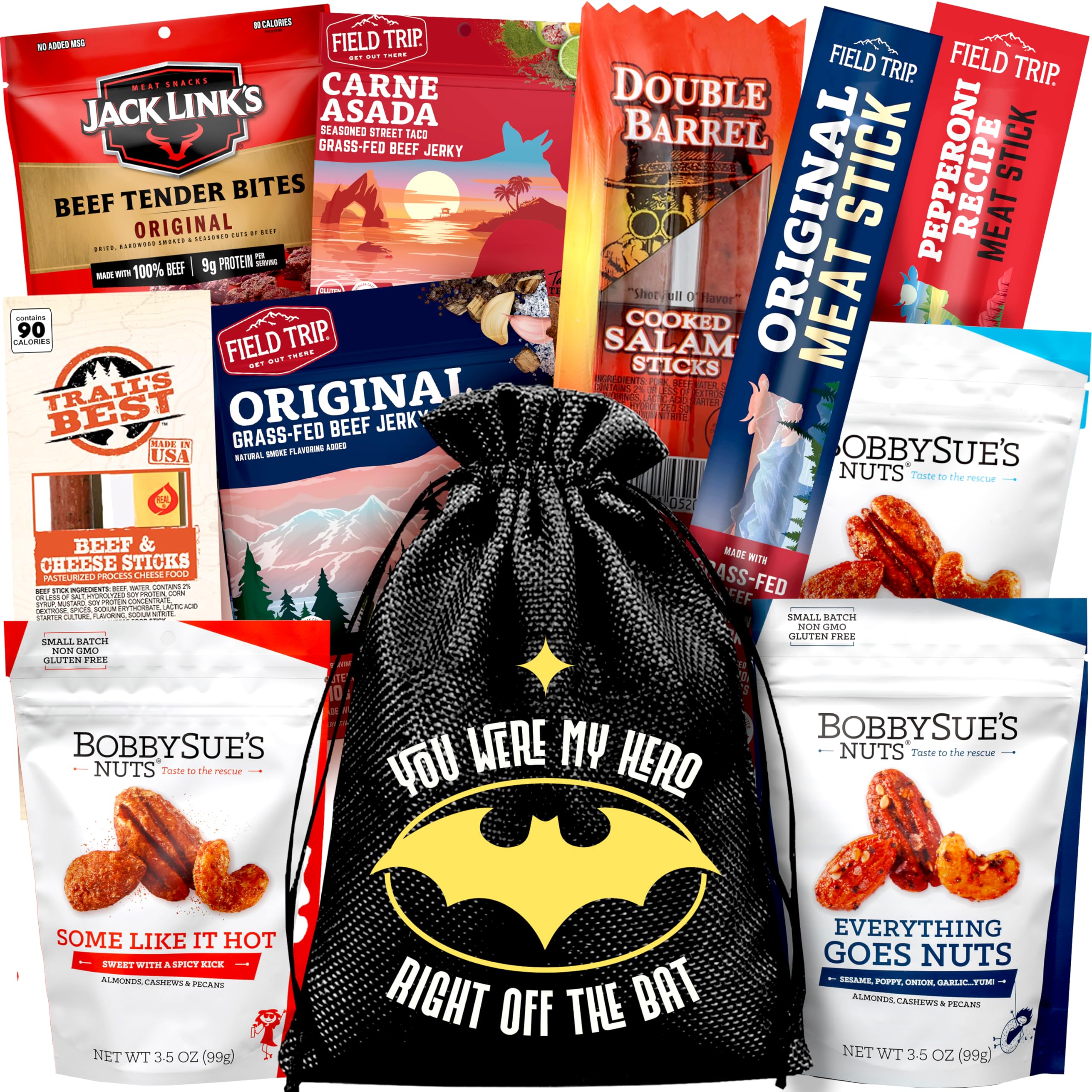 Cravekraft Beef Jerky & Nuts Gift Basket front view, premium snacks for gifting