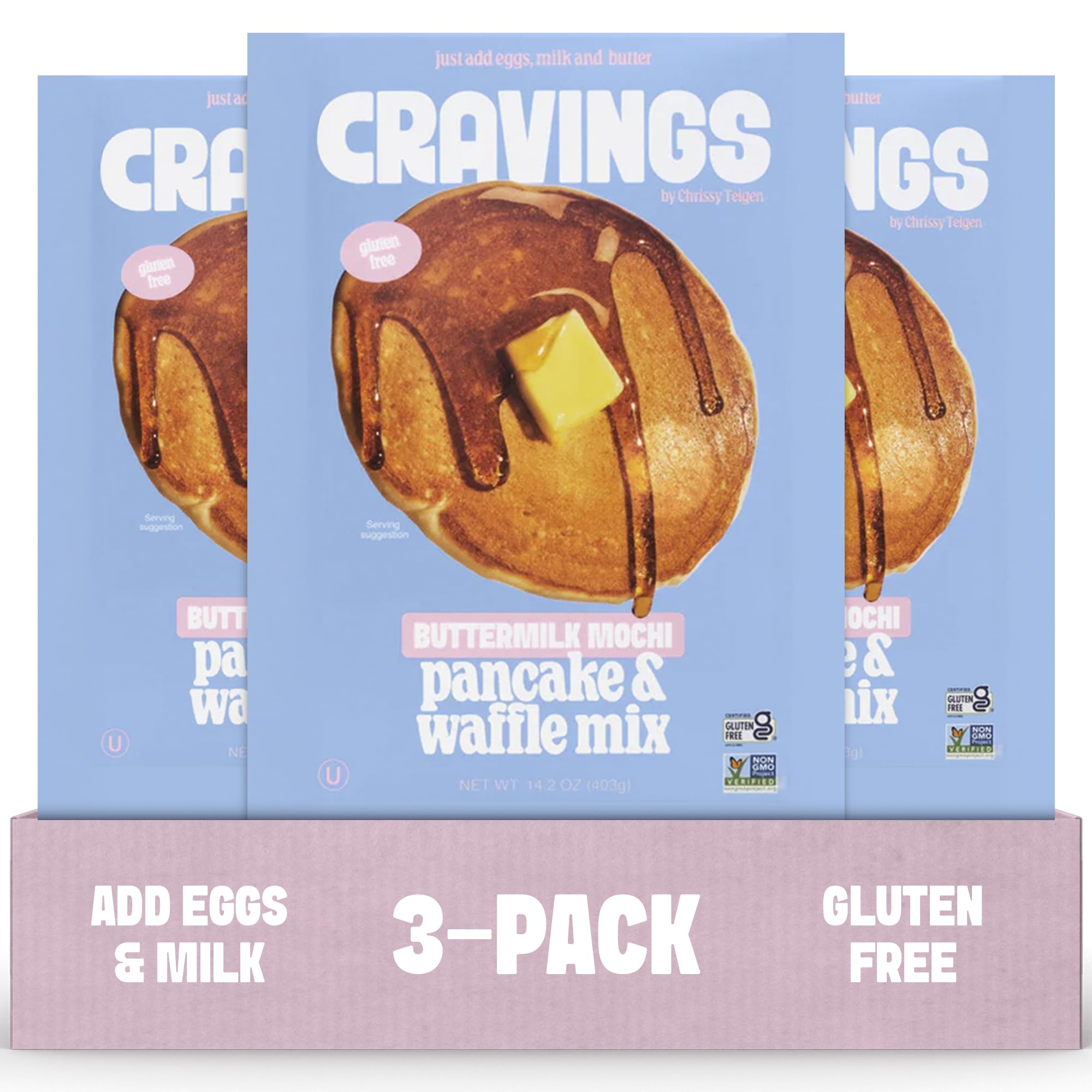 Cravings by Chrissy Teigen mochi pancake plate shows chewy texture and rich flavor.