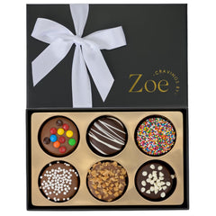 CRAVINGS BY ZOE milk chocolate cookies topped with M&Ms, kid-friendly snack for parties.