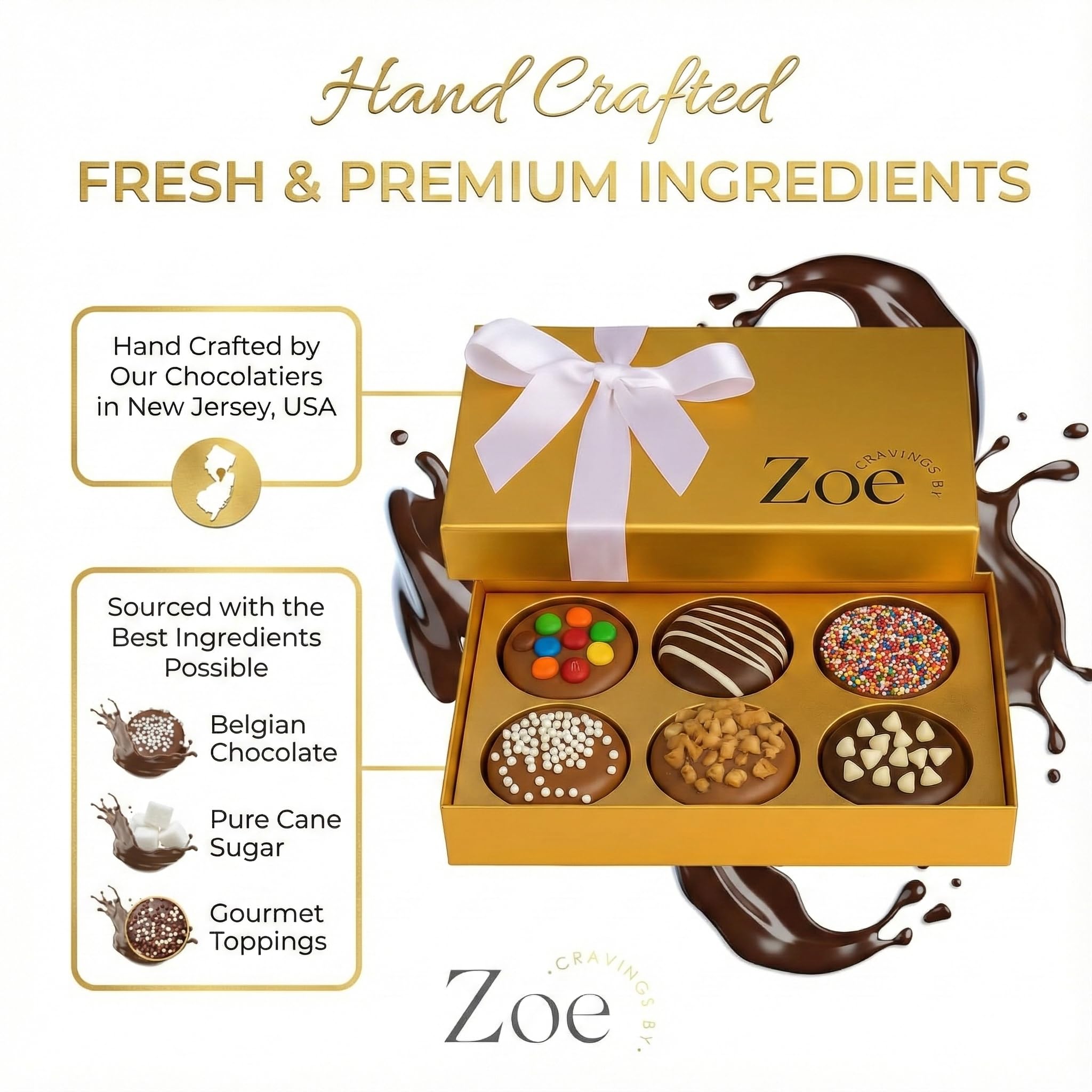 CRAVINGS BY ZOE satin bow packaging adds gift-ready appeal
