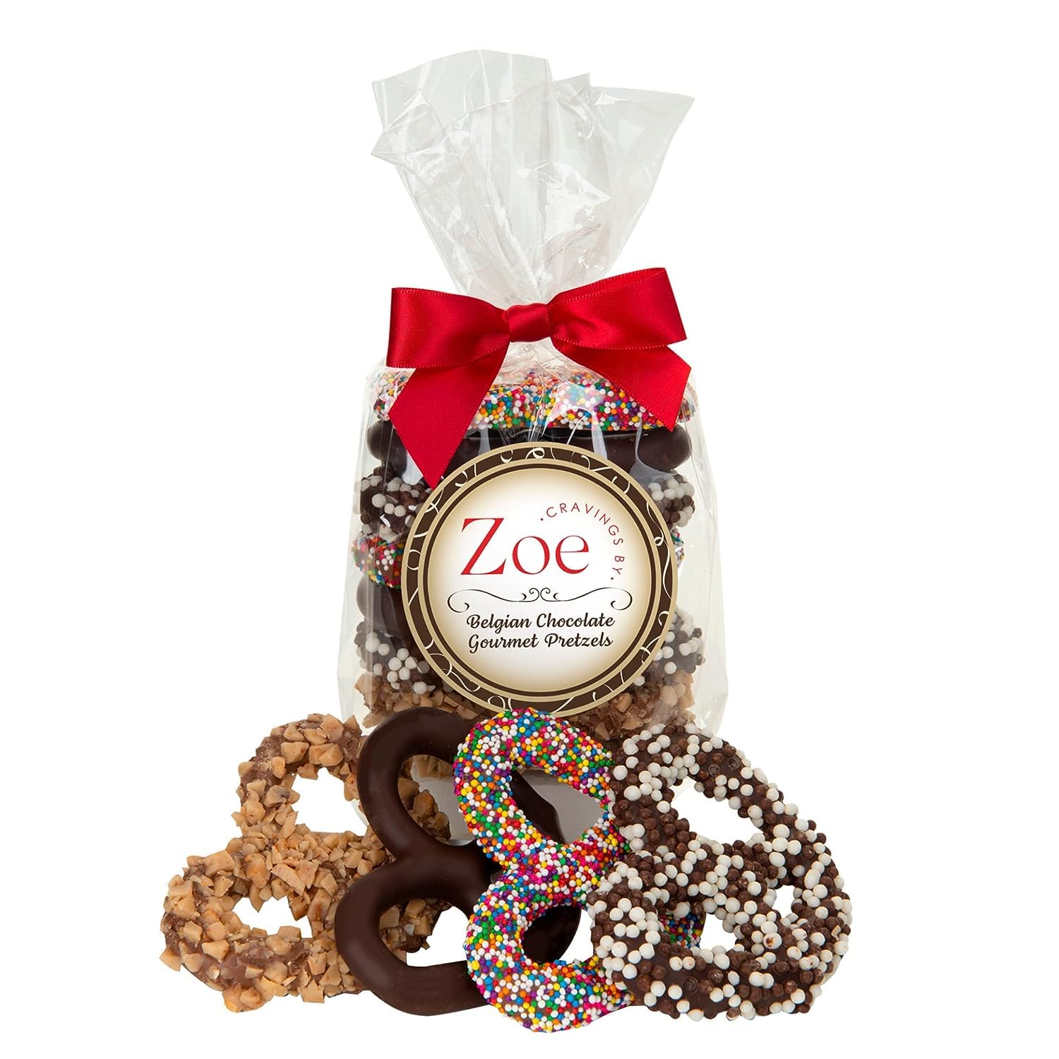 CRAVINGS BY ZOE valentines day pretzels gift bag 8oz for a festive gift.