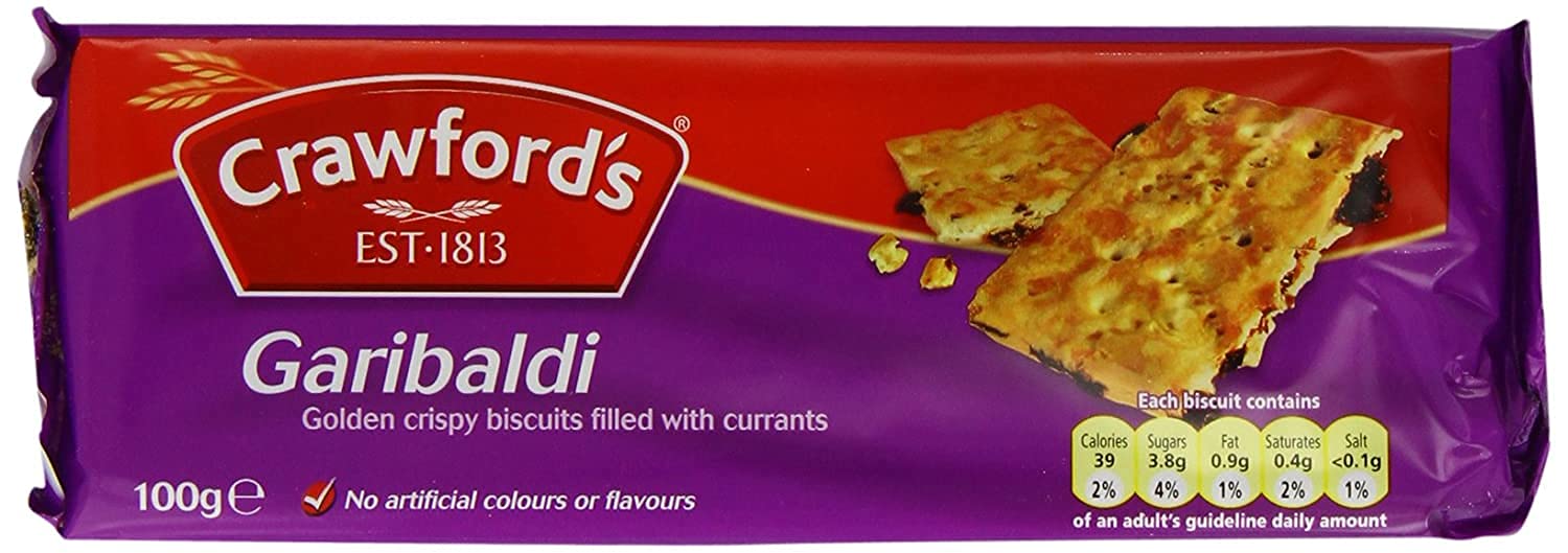 Crawfords Garibaldi Biscuits served with tea, a British classic pairing.