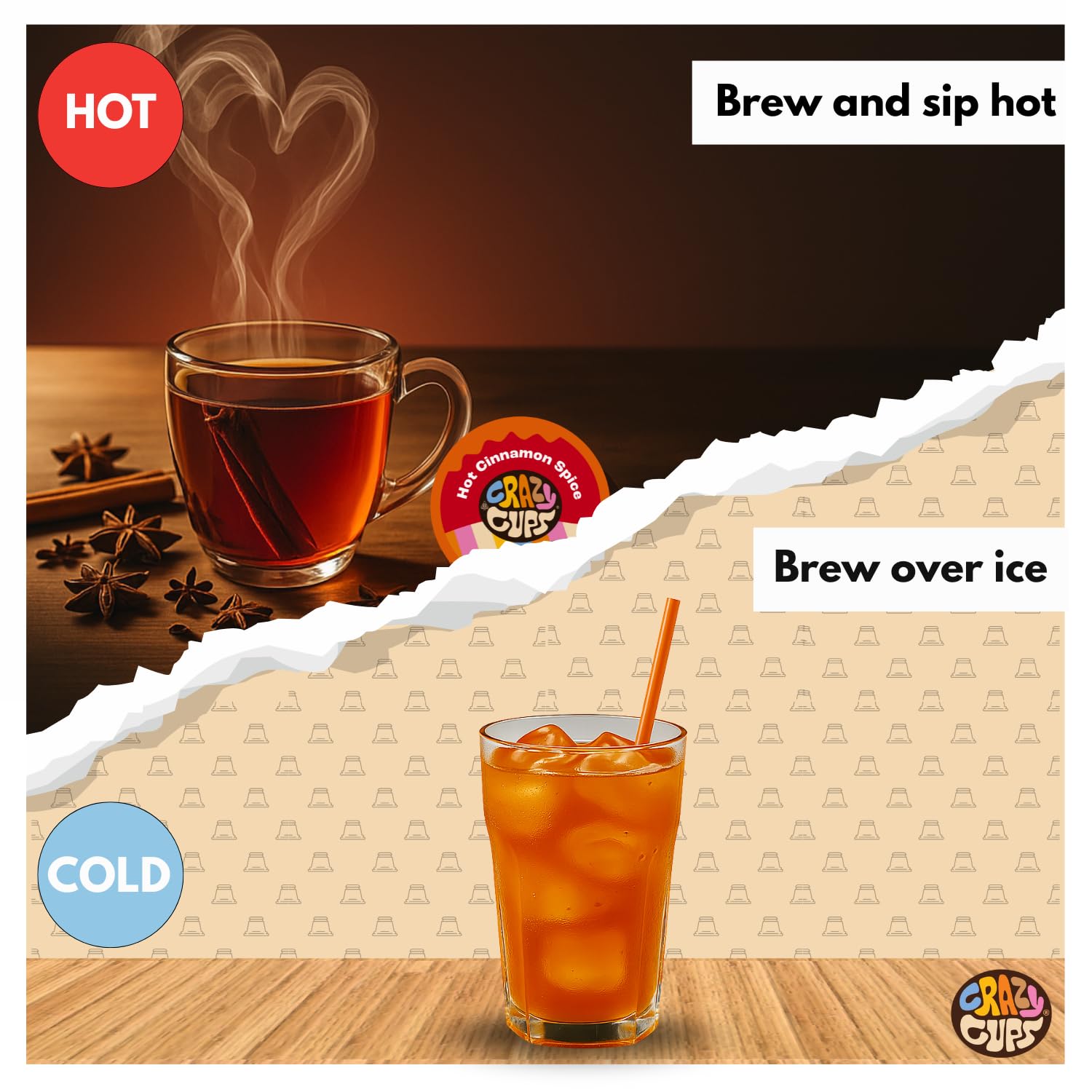Crazy Cups caffeine-free herbal blend, perfect for evening relaxation.