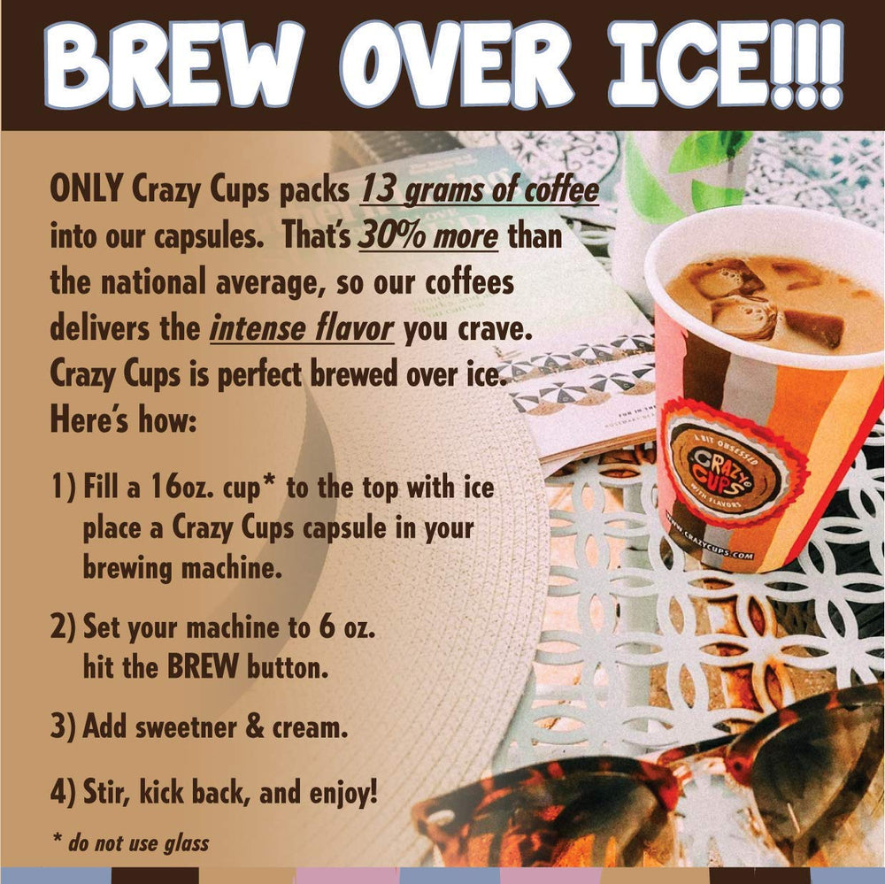 Crazy Cups caramel vanilla coffee pod with creamy, indulgent notes.