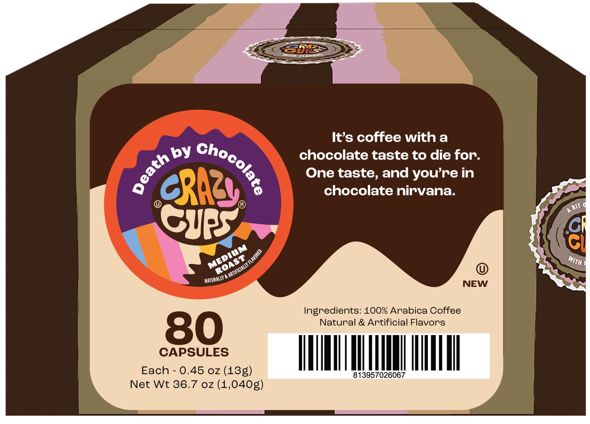 Crazy Cups Death By Chocolate box with recyclable packaging