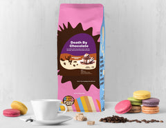 Crazy Cups Death By Chocolate cup steaming to highlight decadent flavor.