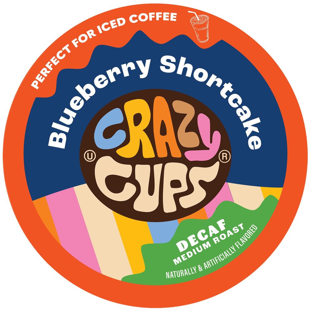 Crazy Cups decaf blueberry pod close-up, highlighting a smooth morning brew.