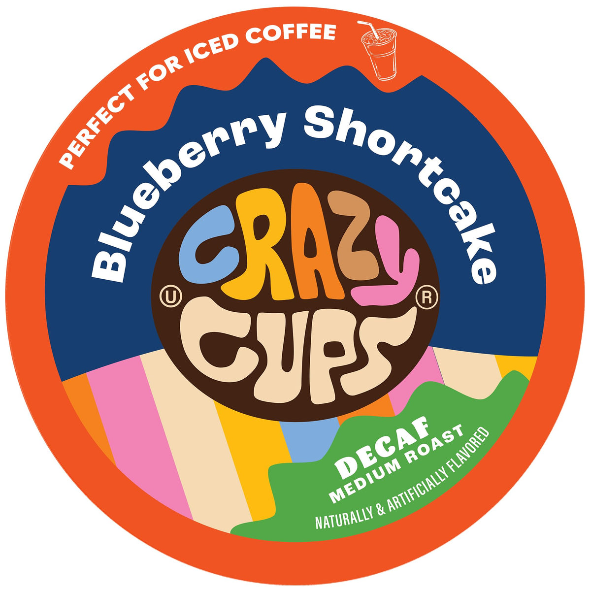 Crazy Cups decaf blueberry pod close-up, highlighting a smooth morning brew.