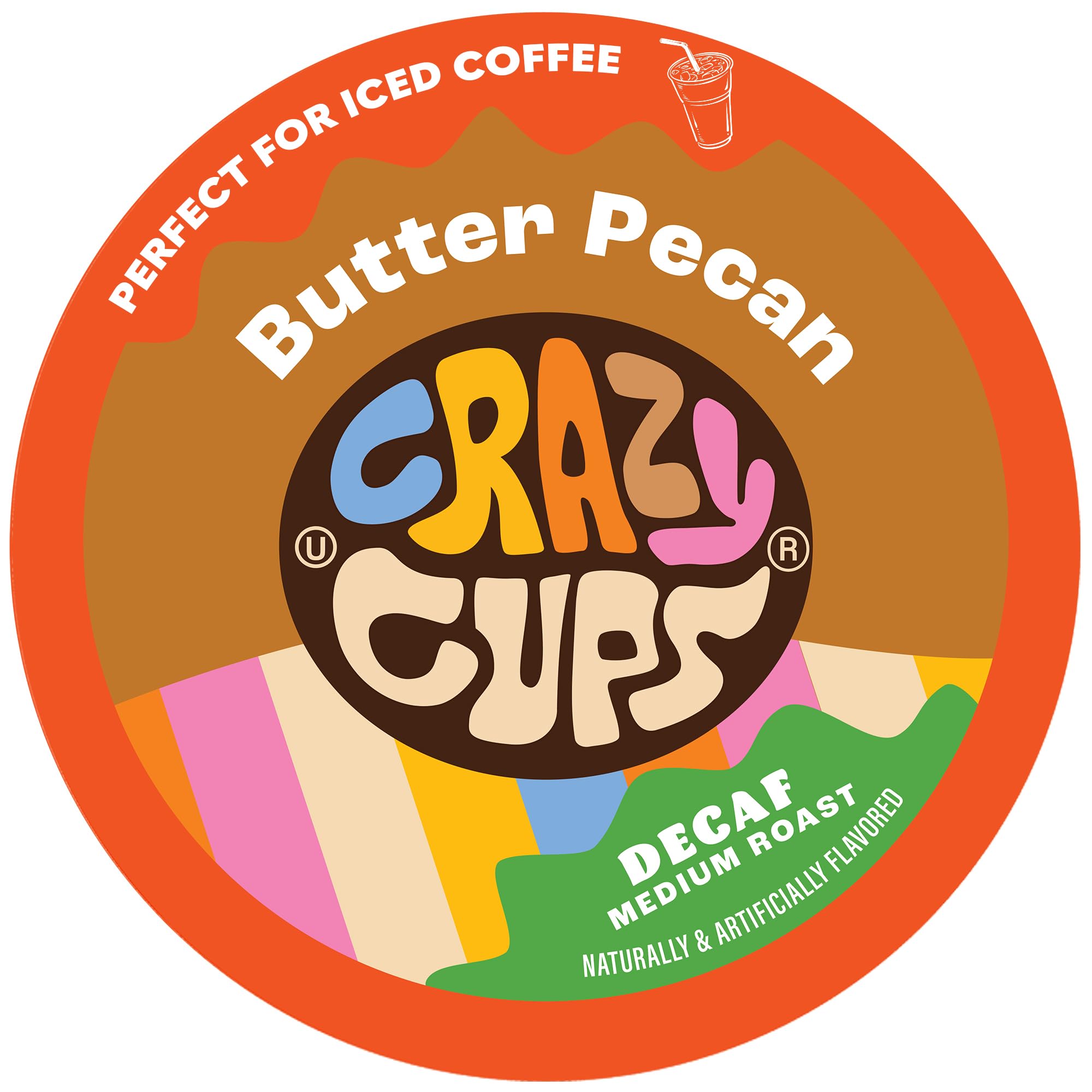 Crazy Cups decaf butter-pecan-coffee-pods with rich aroma for hot or iced brews