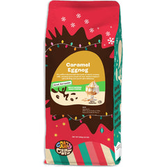 Crazy Cups decaf caramel eggnog coffee bag for cozy evenings.