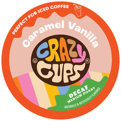 Crazy Cups decaf caramel vanilla pods deliver rich flavor without caffeine.