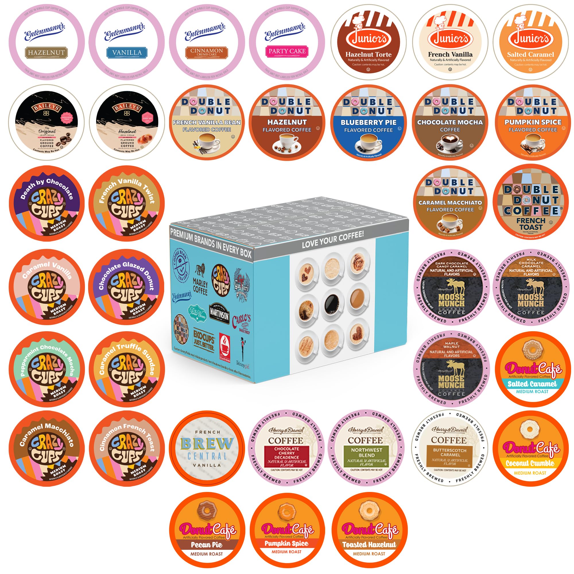 Crazy Cups flavored coffee pods variety pack showcases assorted flavors for versatile Keurig brewing