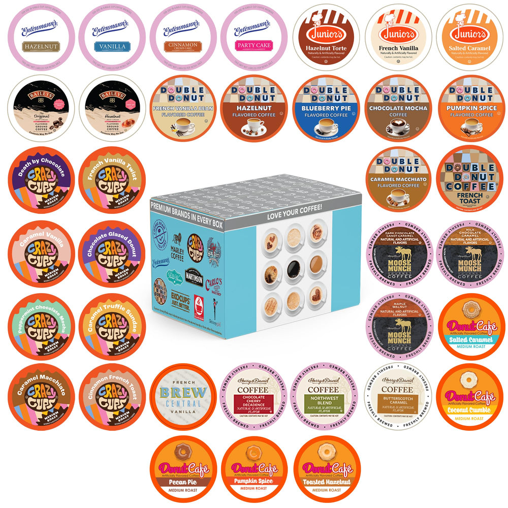 Crazy Cups flavored coffee pods variety pack showcases assorted flavors for versatile Keurig brewing