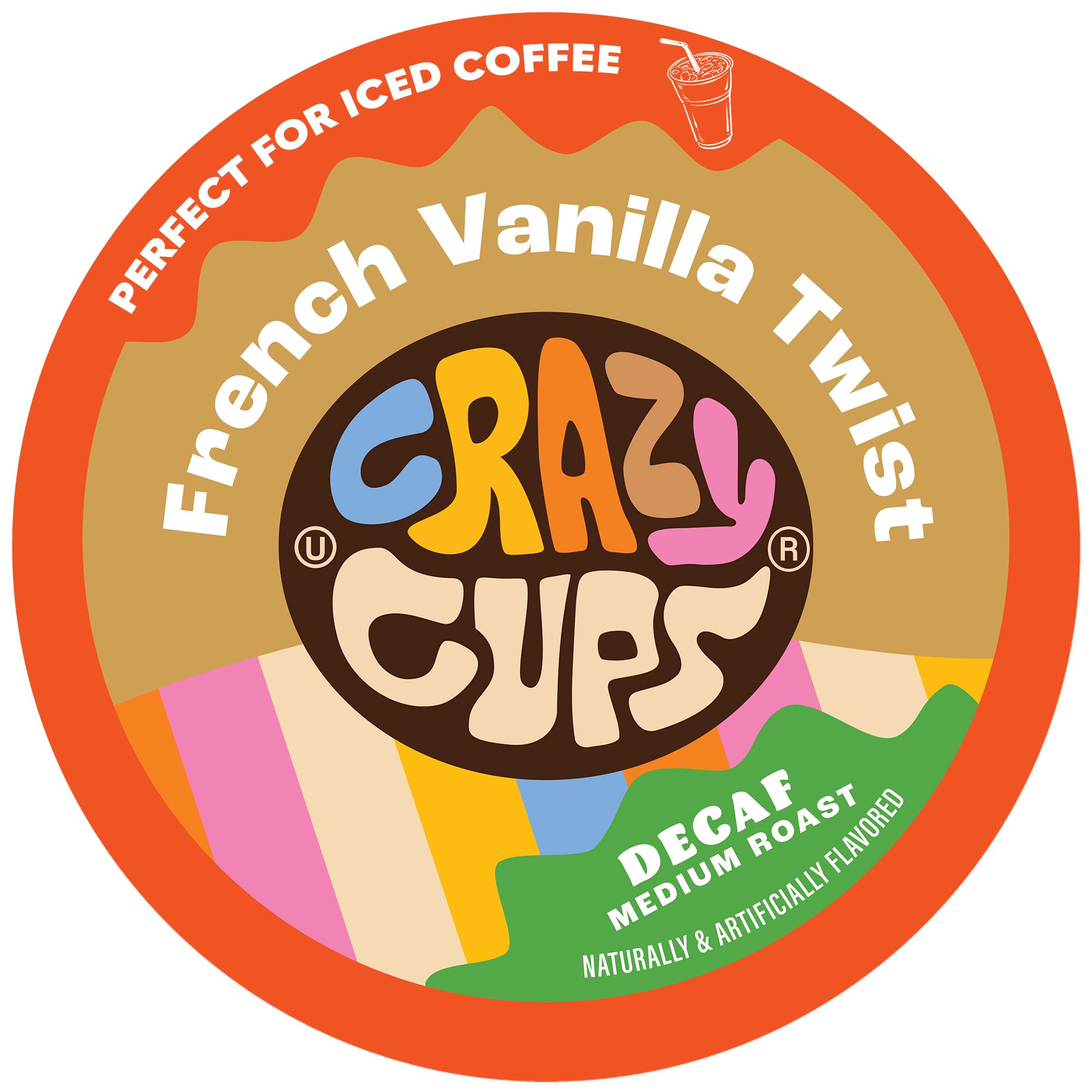 Crazy Cups French Vanilla Decaf pod pack with rich aroma and convenient single-serve flavor.