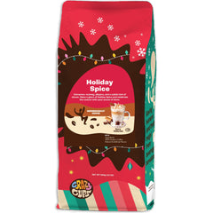 Crazy Cups Holiday Spice ground coffee bag with festive aroma for cozy mornings.