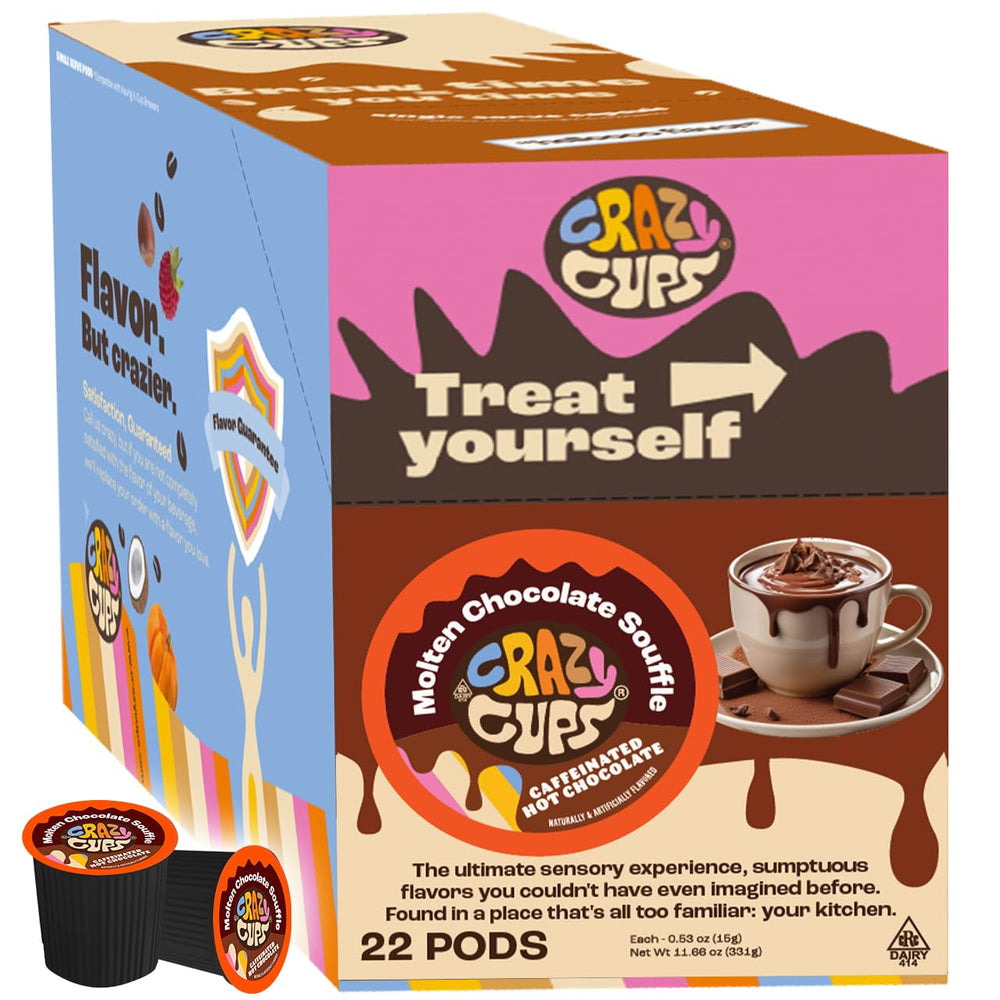Crazy Cups caffeinated hot chocolate pod pack ready for a cozy boost.