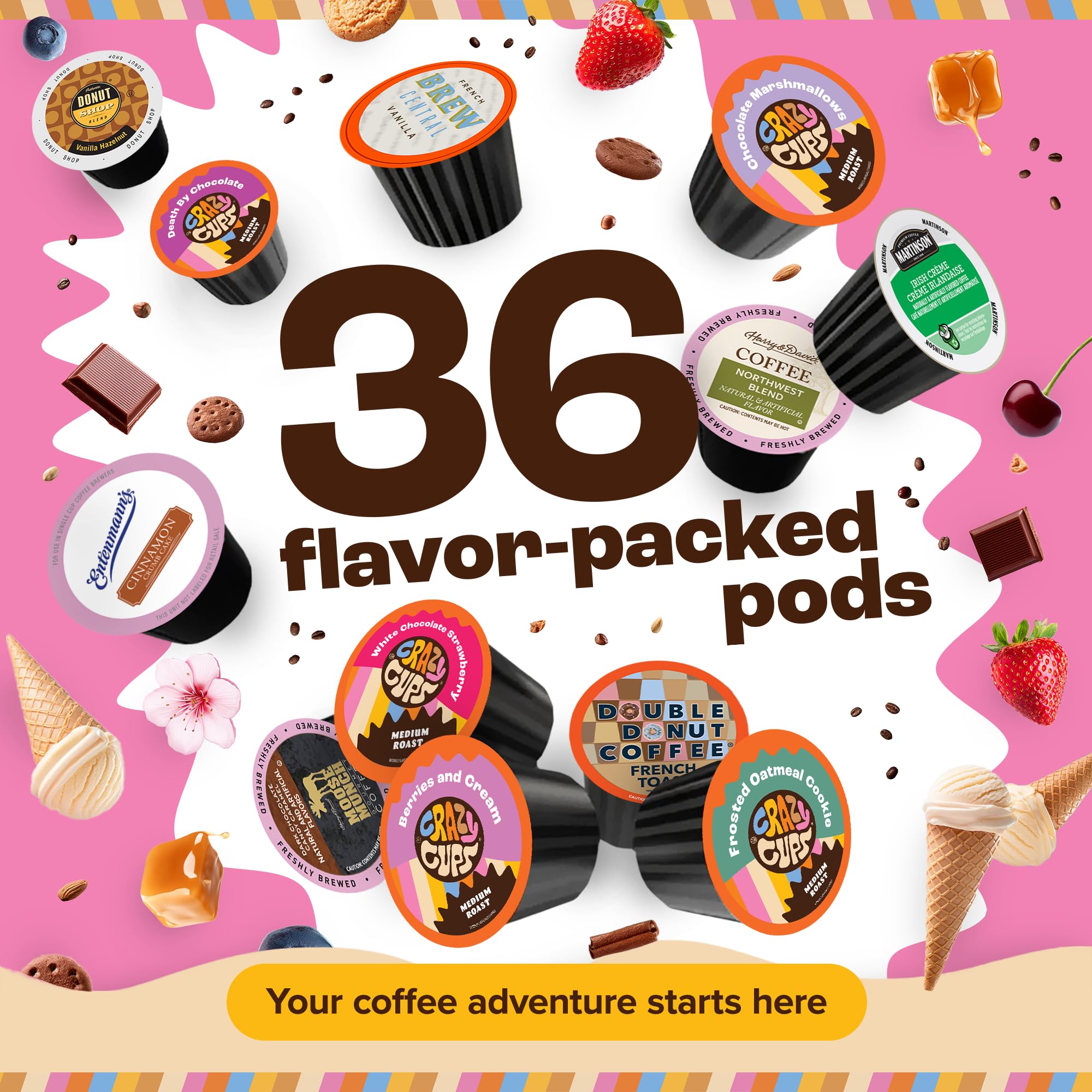 Crazy Cups k-cups closeup highlights premium pod design for flavorful single-serve experiences