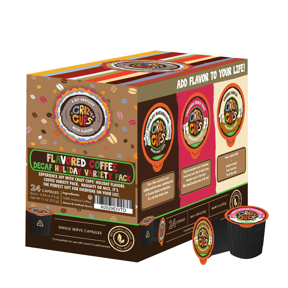 Crazy Cups Keurig brewing image showing easy, customizable decaf flavor experiences at home.