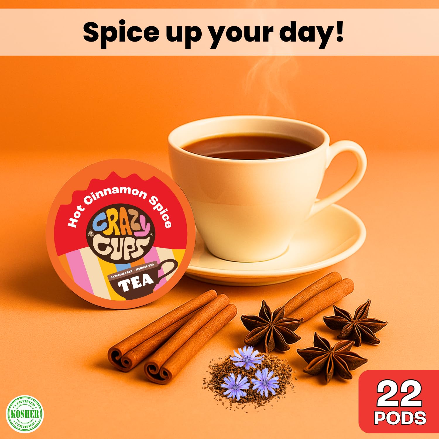 Crazy Cups Keurig-compatible pods for quick, mess-free spiced tea.