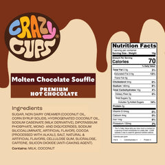 Crazy Cups molten chocolate souffle pod close-up with rich cocoa allure.