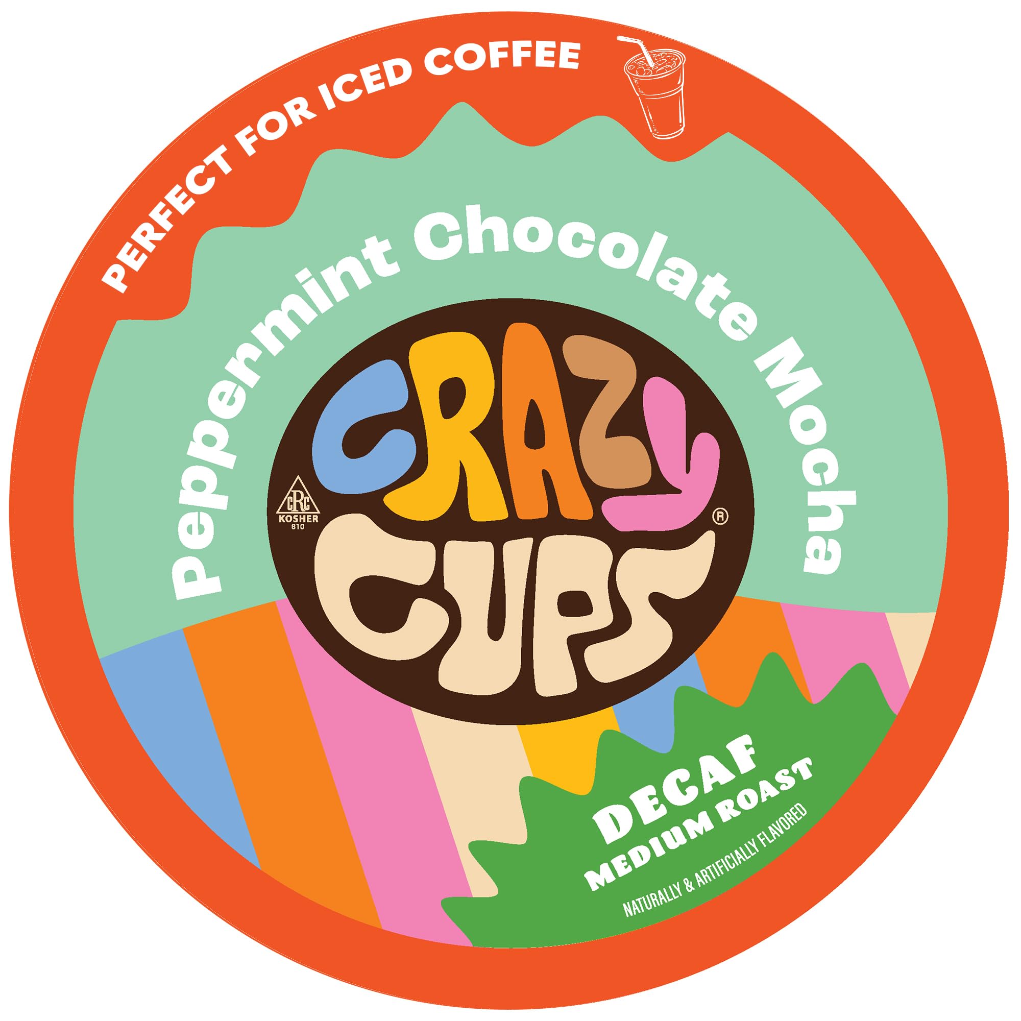 Crazy Cups peppermint chocolate mocha decaf pods pack for festive mornings