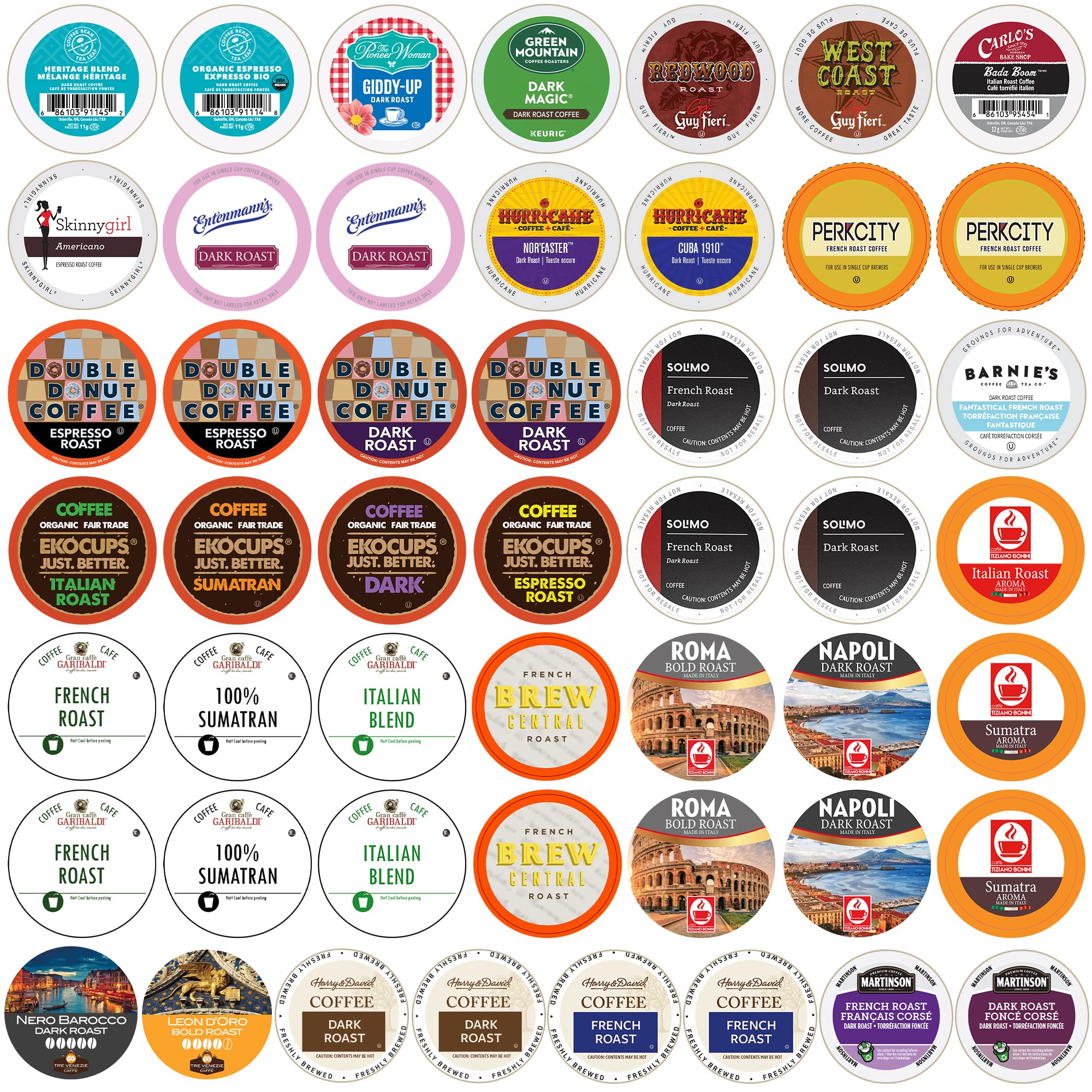 Crazy Cups perfect samplers dark roast front view showcases bold coffee variety for daily tasting.