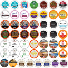 Crazy Cups perfect samplers dark roast front view showcases bold coffee variety for daily tasting.