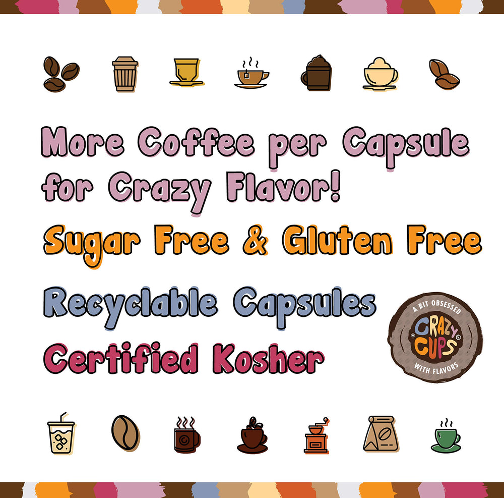 Crazy Cups recyclable pods and eco packaging highlight sustainable coffee routines.