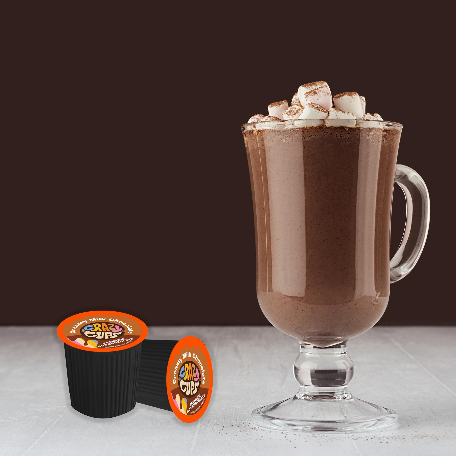 Crazy Cups rich cocoa close-up shows creamy texture and deep chocolate notes